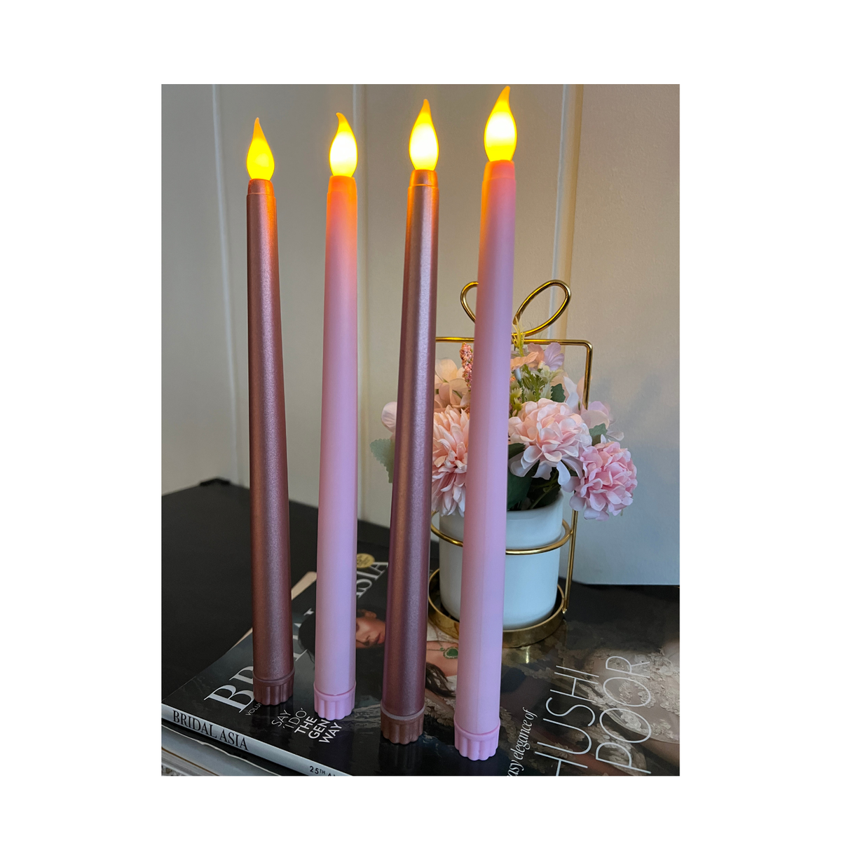 Pink Tapered Candles Combo