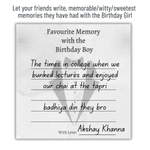 Favorite Memory with the Birthday Boy Cards