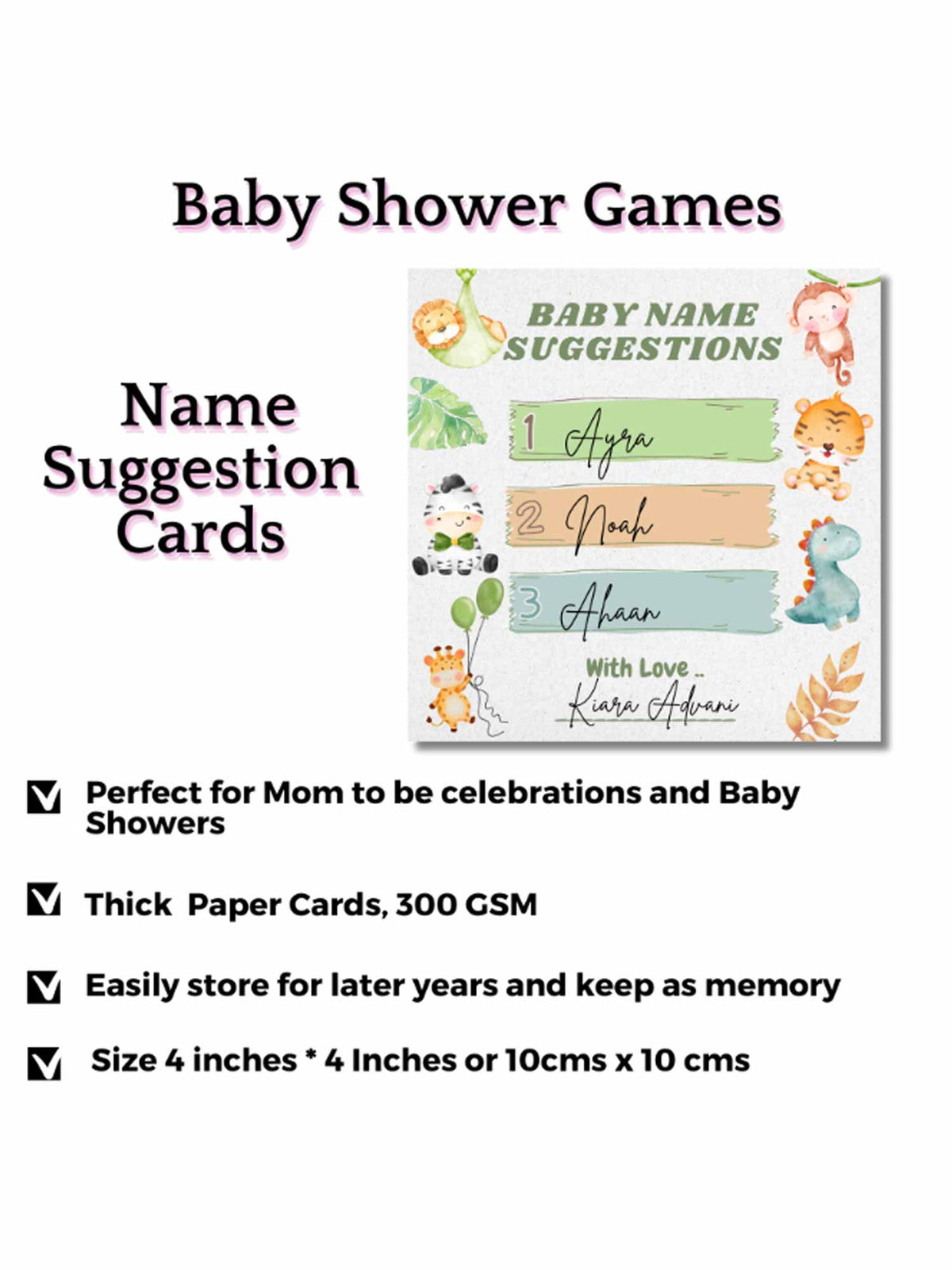 Safari Theme Baby Shower Name Suggestions Cards - The Decor Cycle