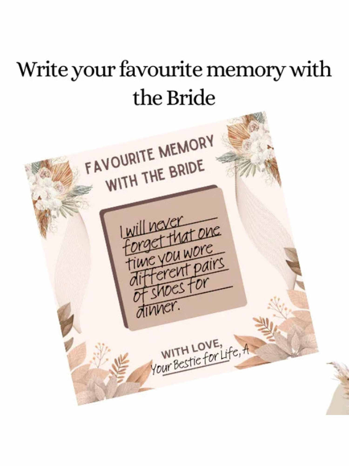 Favorite Memories with Bride, Boho Theme - The Decor Cycle