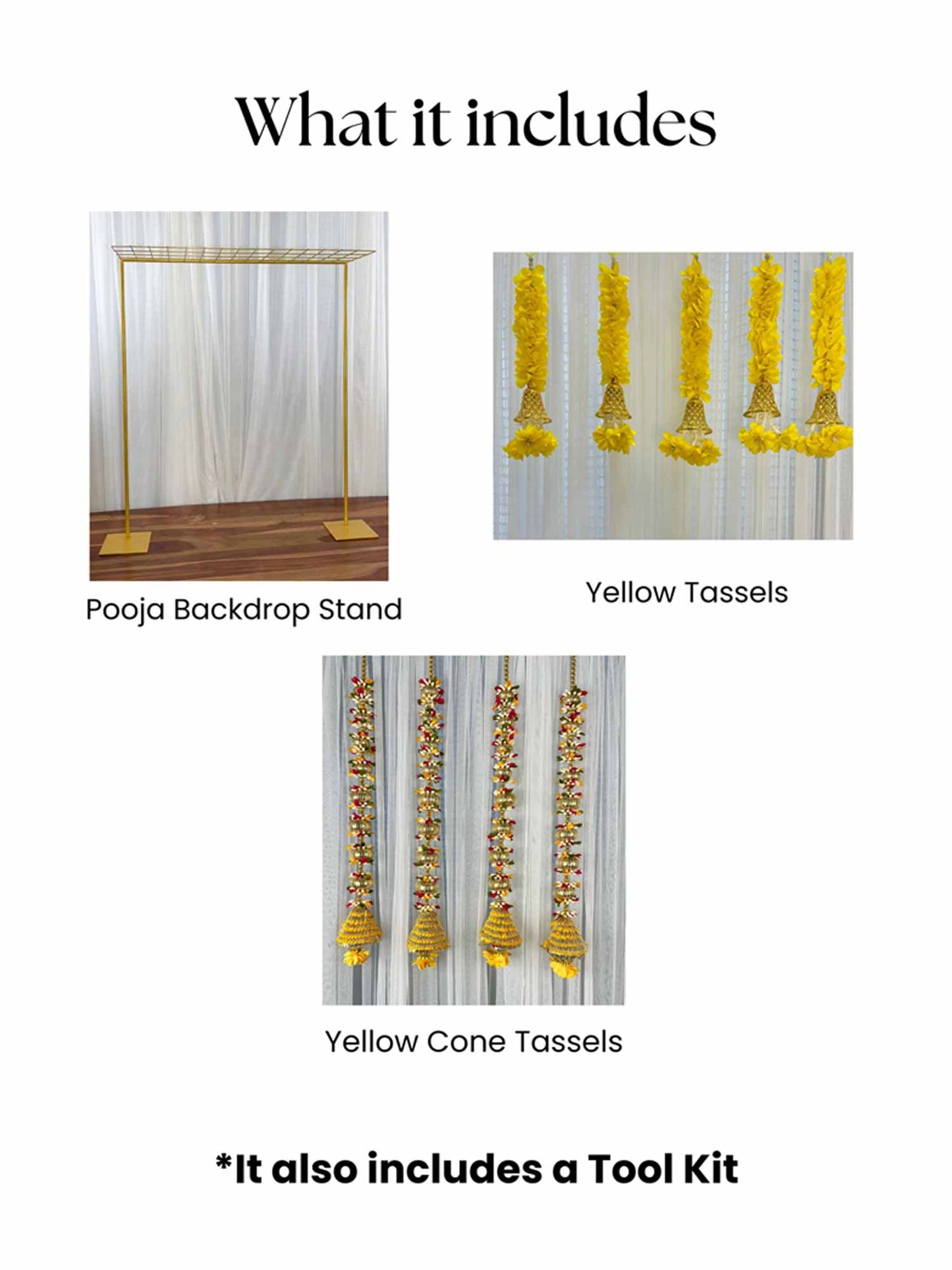 Yellow Tassels Pooja Decor Set - The Decor Cycle