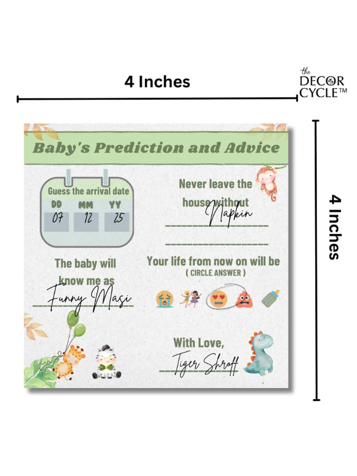 Safari Theme Baby Shower Prediction and Advice Cards - The Decor Cycle