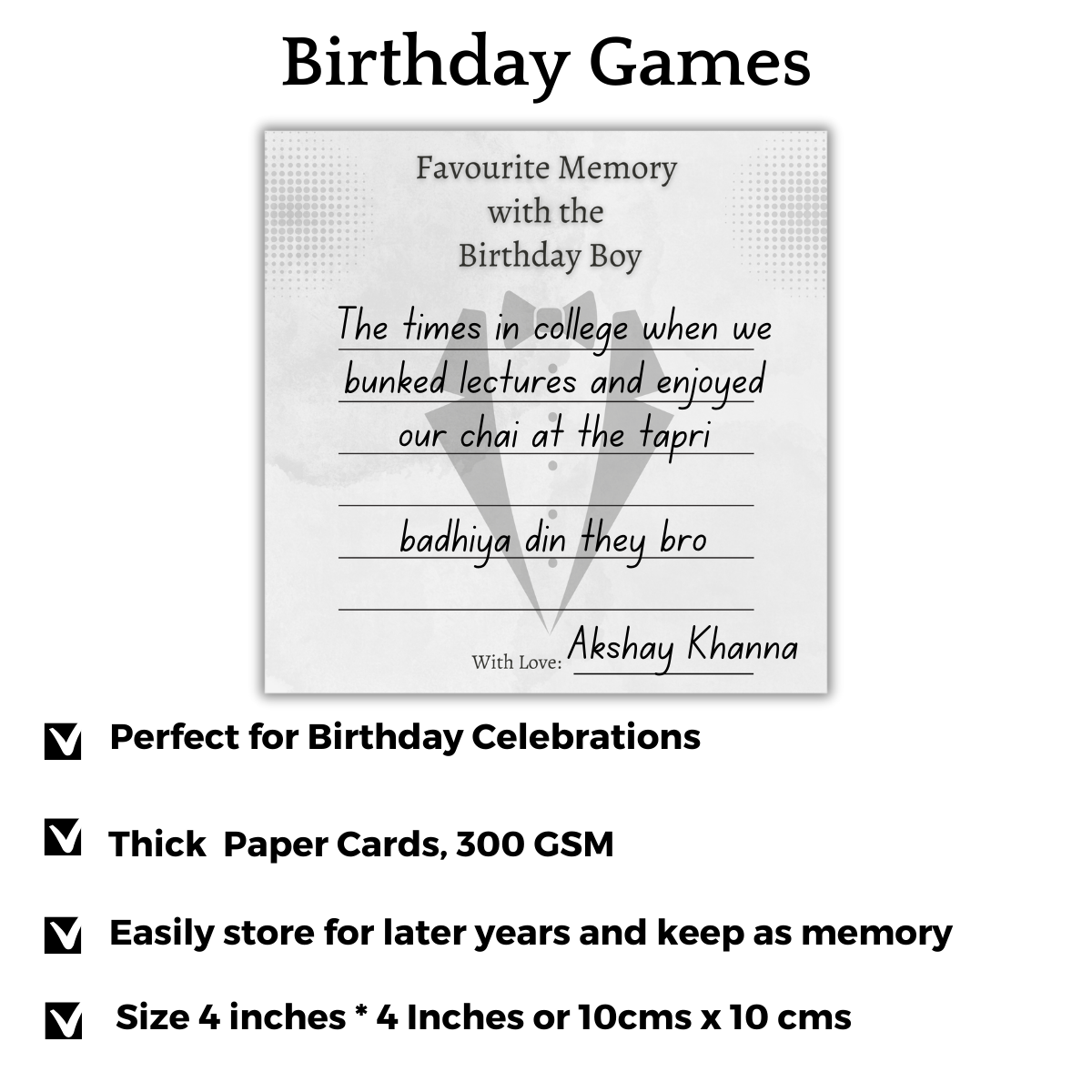 Favorite Memory with the Birthday Boy Cards