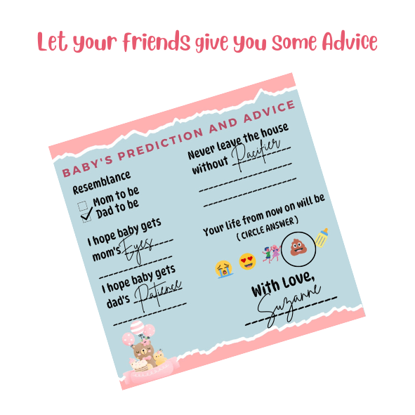 Baby's Prediction and Advice Cards, Blue and Pink Theme - The Decor Cycle