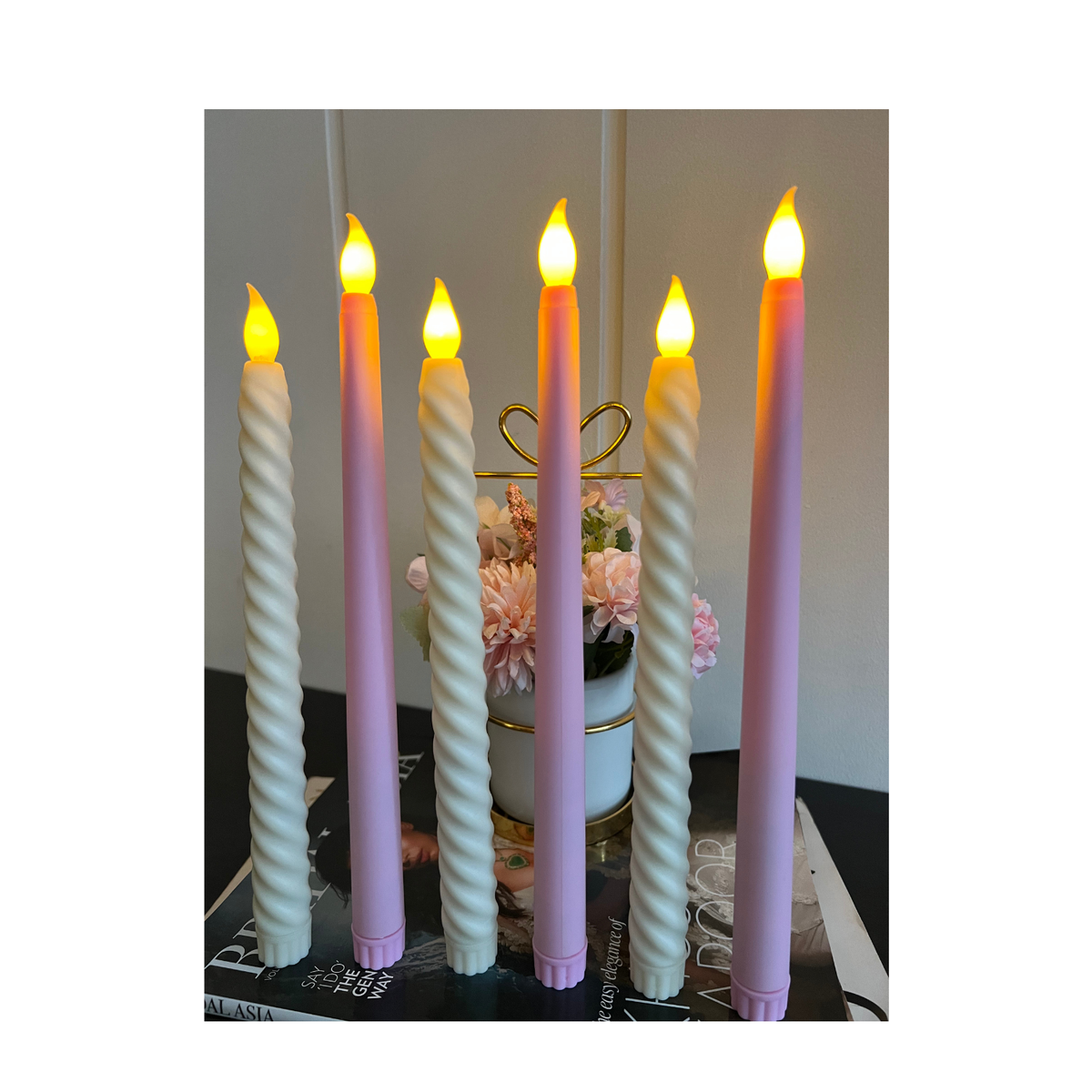 Pink and Spiral Candles Combo