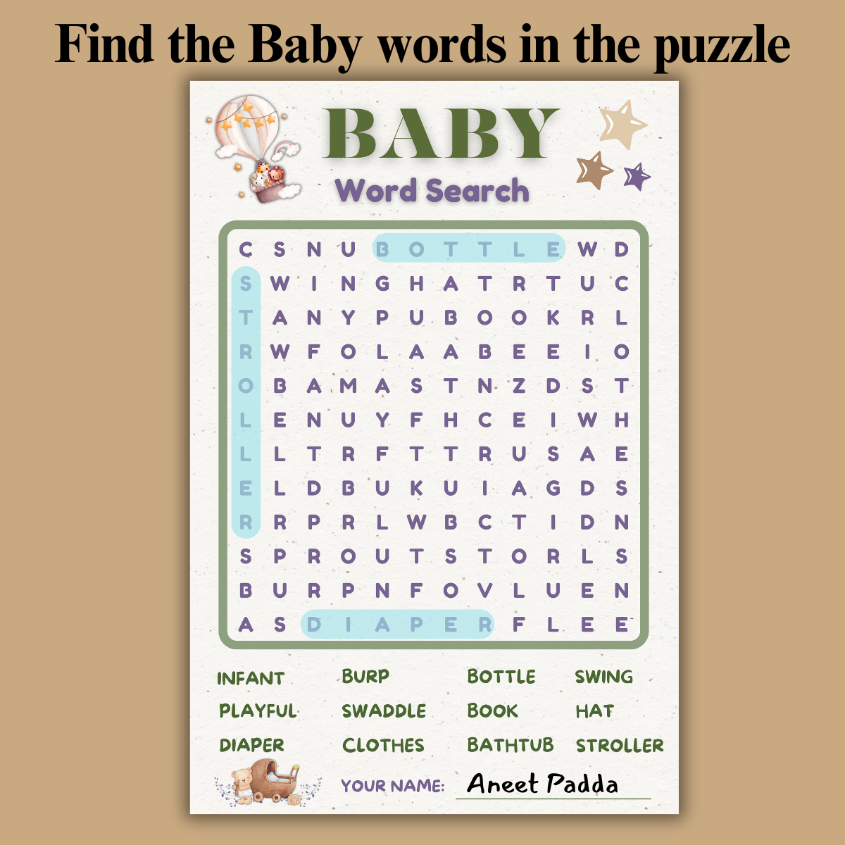 Baby Word Search- Boho