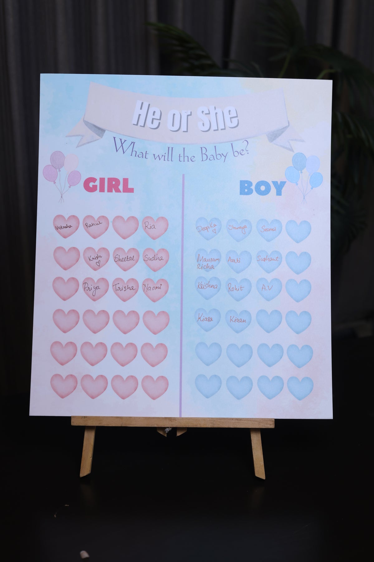 What will it be, Girl or Boy? Board (Hearts)