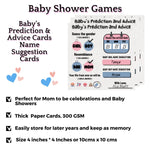 Baby Prediction, advice and Name Suggestion Cards - The Decor Cycle