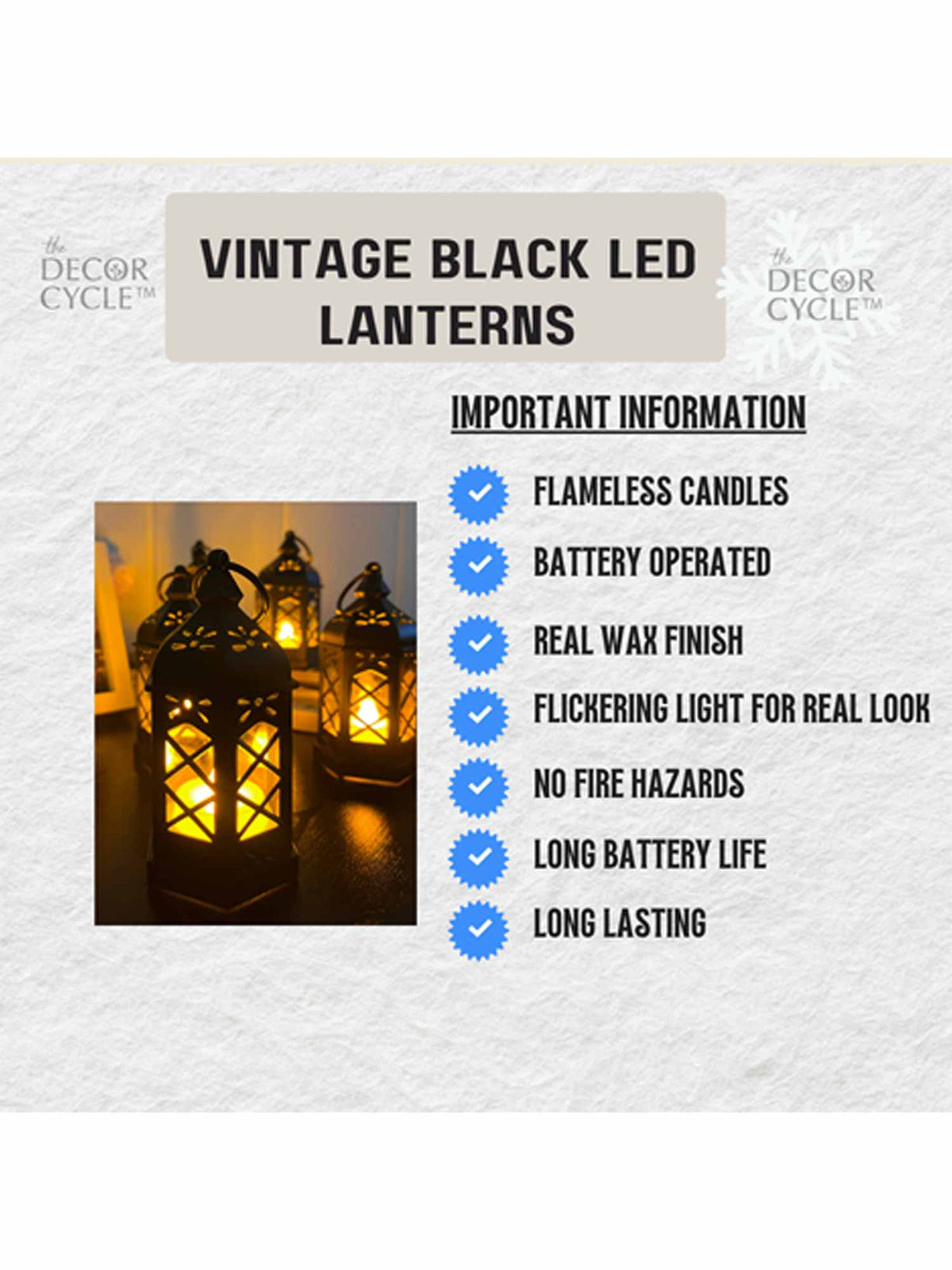 Vintage Black LED Lanterns