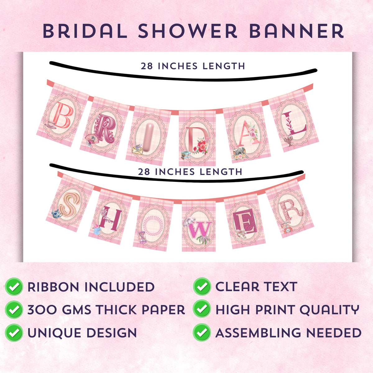Premium Bridal Shower Banner (Vintage Theme)