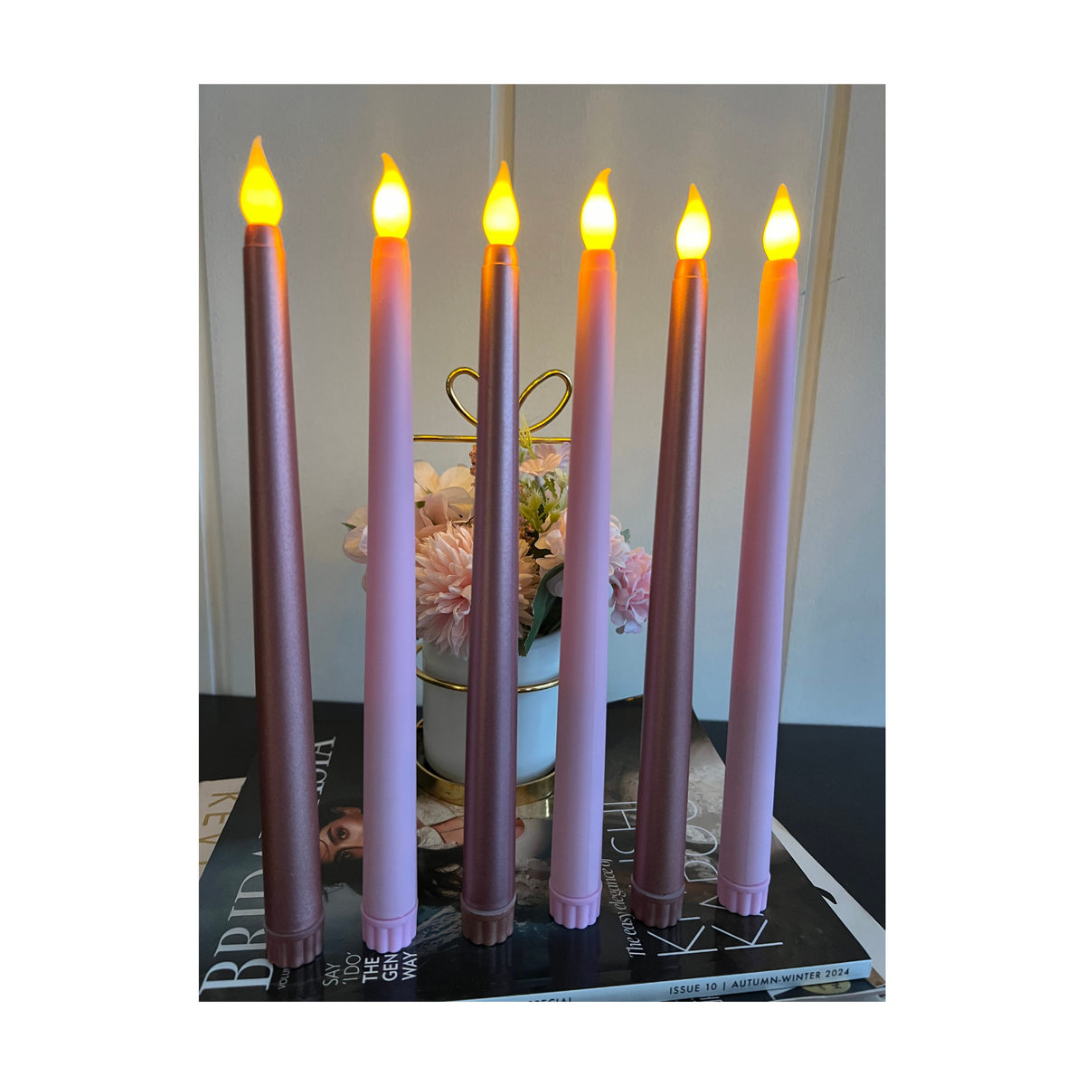 Pink Tapered Candles Combo
