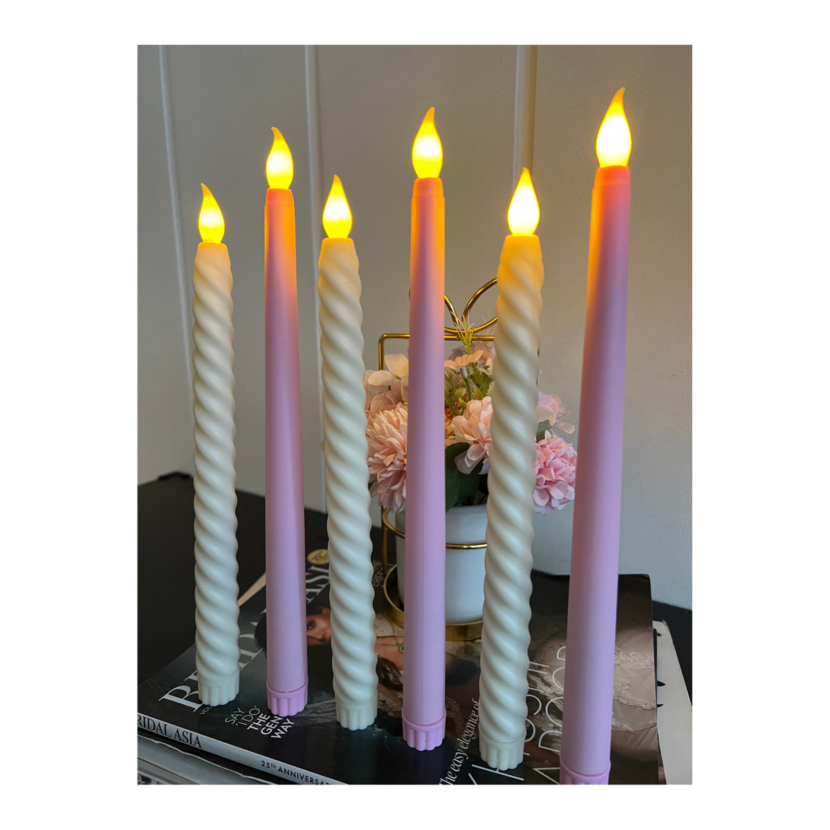 Pink and Spiral Candles Combo