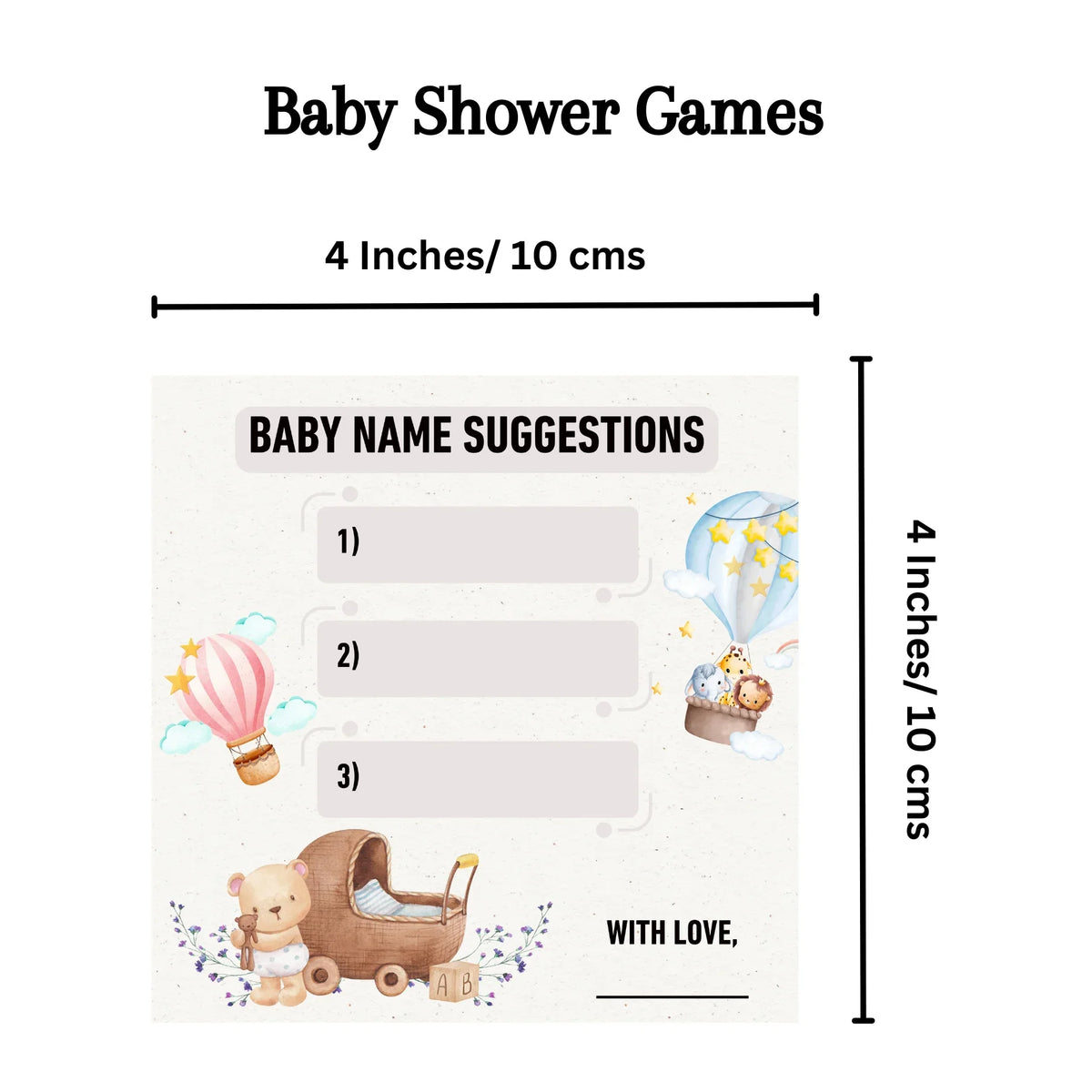 Baby Name Suggestion and Baby Advice And Prediction Cards, Teddy Bear Para Theme - The Decor Cycle