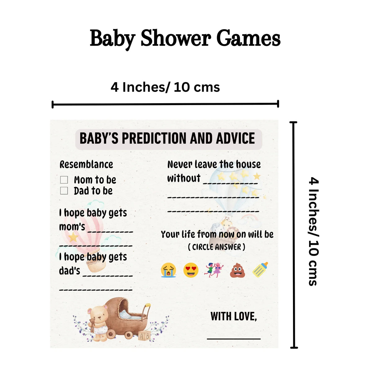 Baby Name Suggestion and Baby Advice And Prediction Cards, Teddy Bear Para Theme - The Decor Cycle