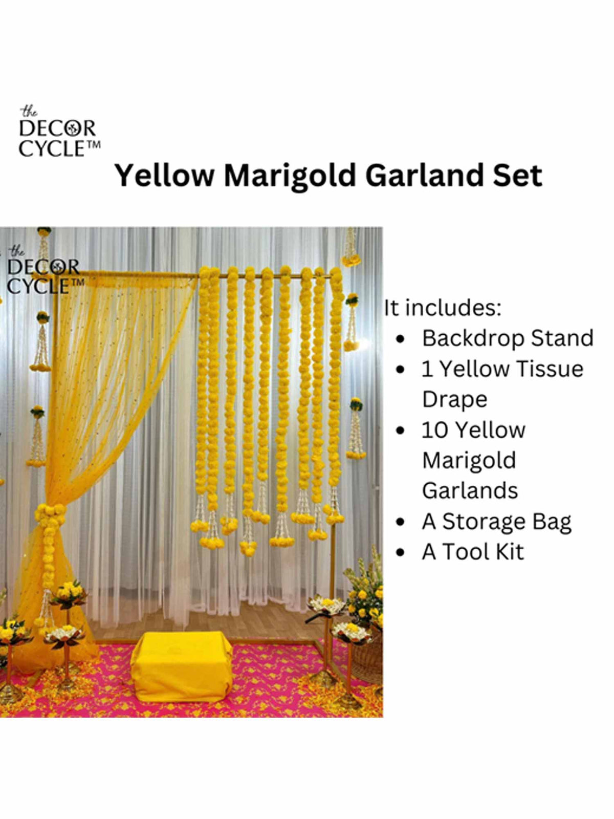 Yellow Marigold Garland Set - The Decor Cycle