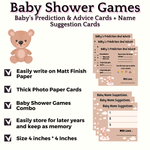 Baby Name Suggestion and Baby Advice And Prediction Cards, Teddy Bear Theme - The Decor Cycle