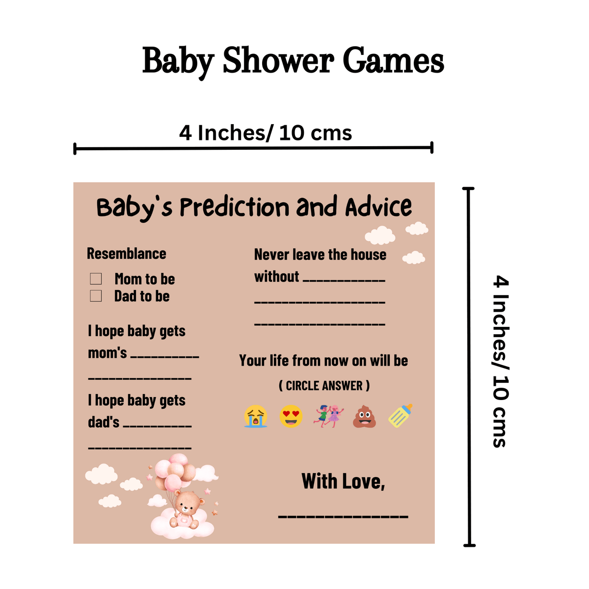 Baby's Prediction and Advice Cards, Teddy Bear Theme - The Decor Cycle
