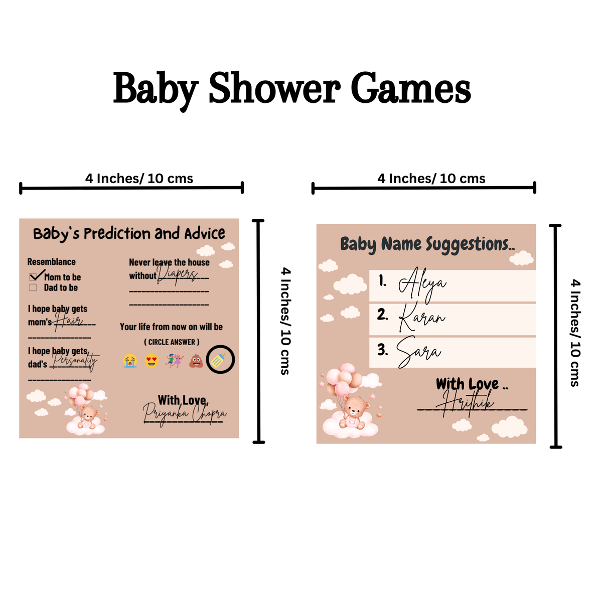 Baby Name Suggestion and Baby Advice And Prediction Cards, Teddy Bear Theme - The Decor Cycle