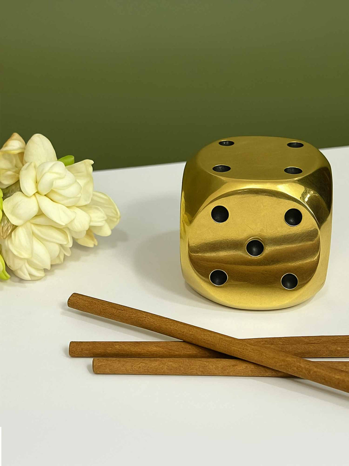 Brass Dice Shaped Agarbatti Holder - The Decor Cycle