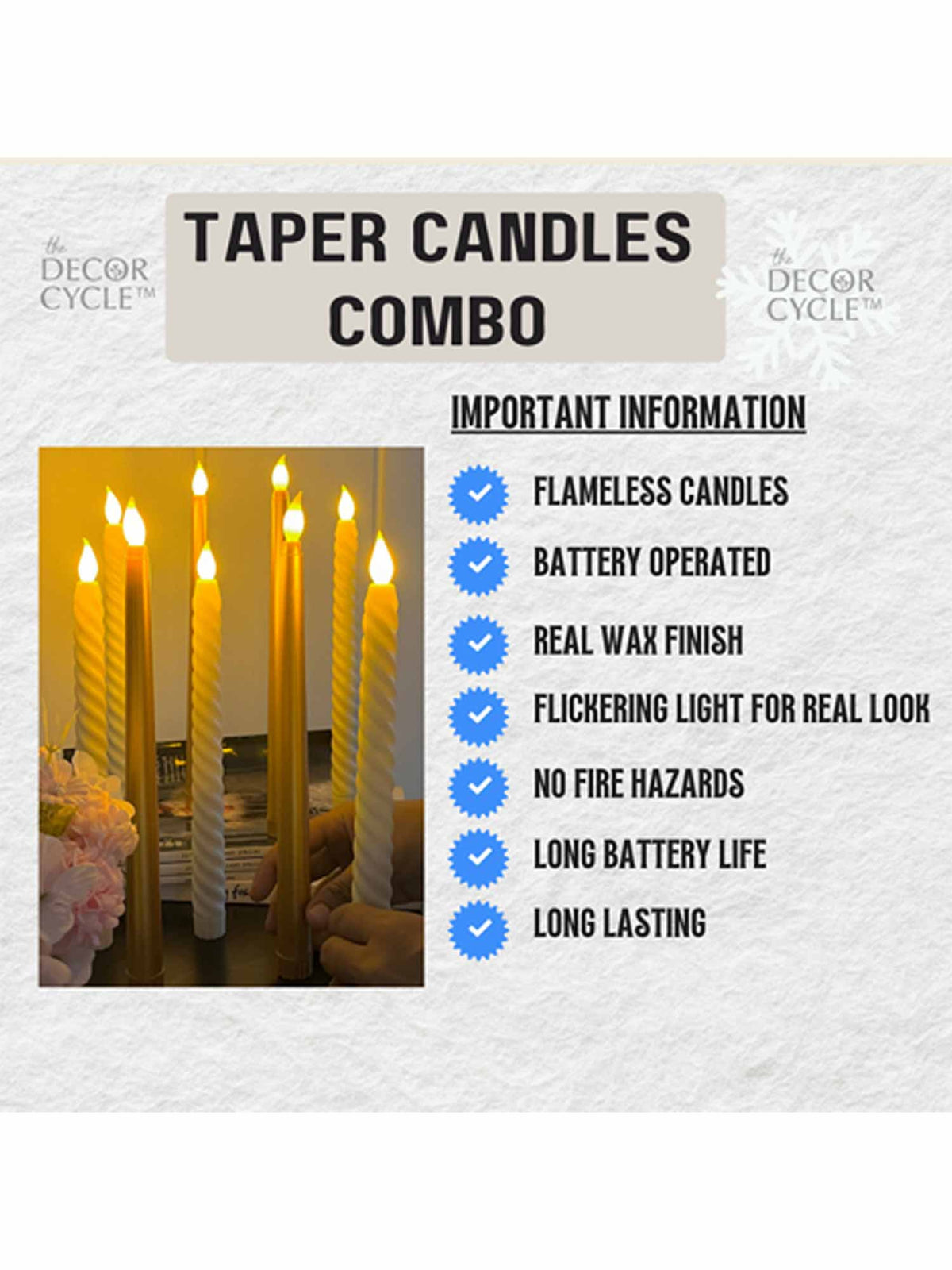 Taper Candles Combo - Gold and Spiral