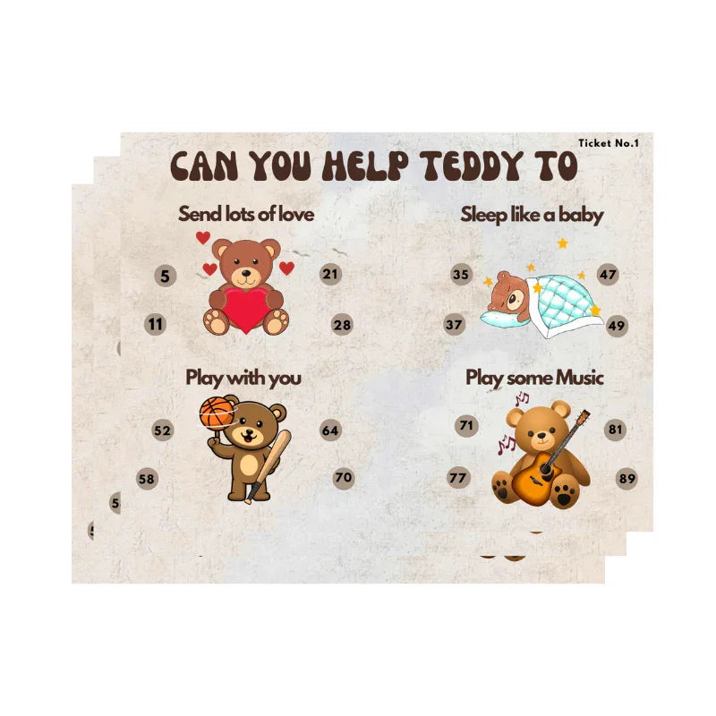 Housie/Tambola/Bingo Tickets Teddy Theme - The Decor Cycle