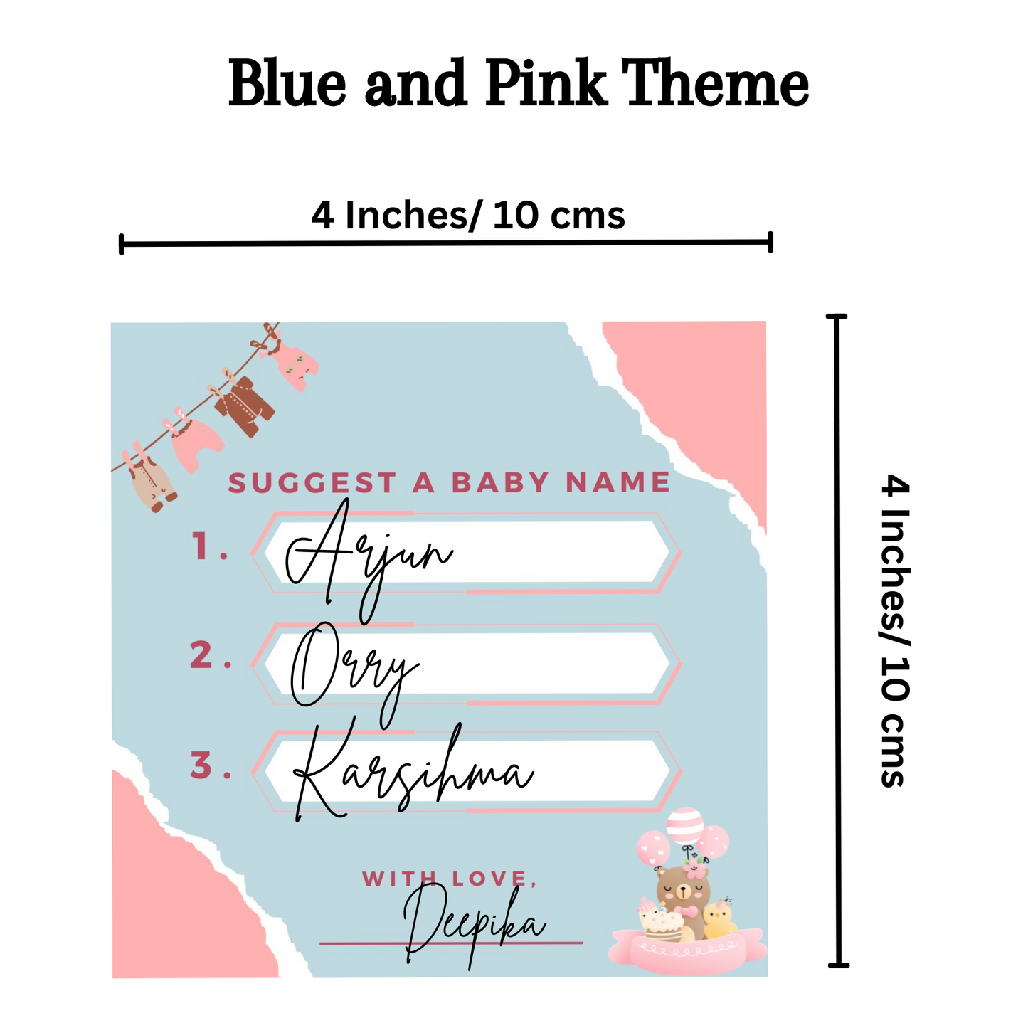 Baby Name Suggestions, Blue and Pink Theme