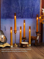 Flameless Gold Taper Candles with Remote & Timer – Battery LED Candles (Set of 6)