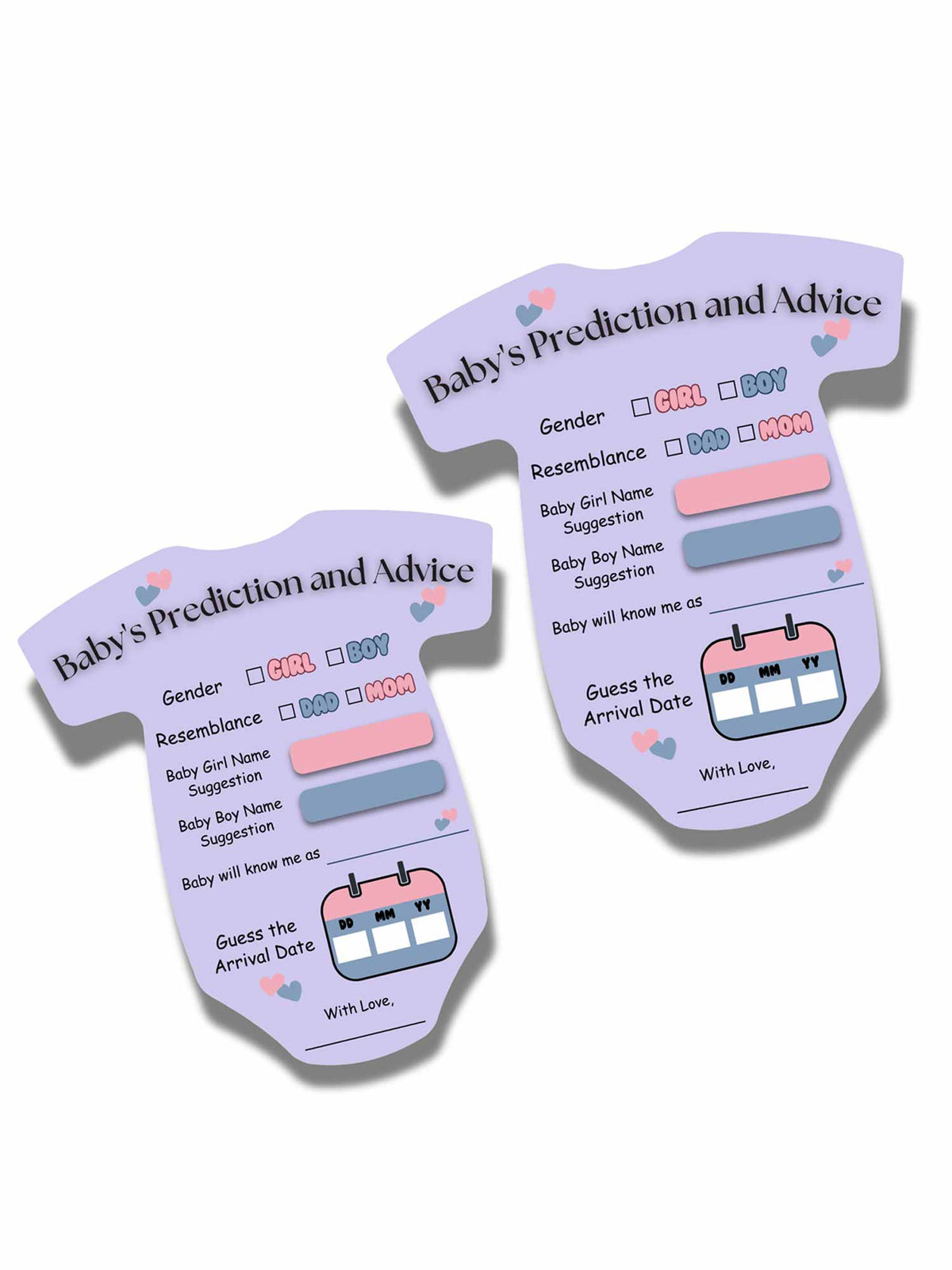 Baby Shower Cards (Romper Shape, Purple) - The Decor Cycle