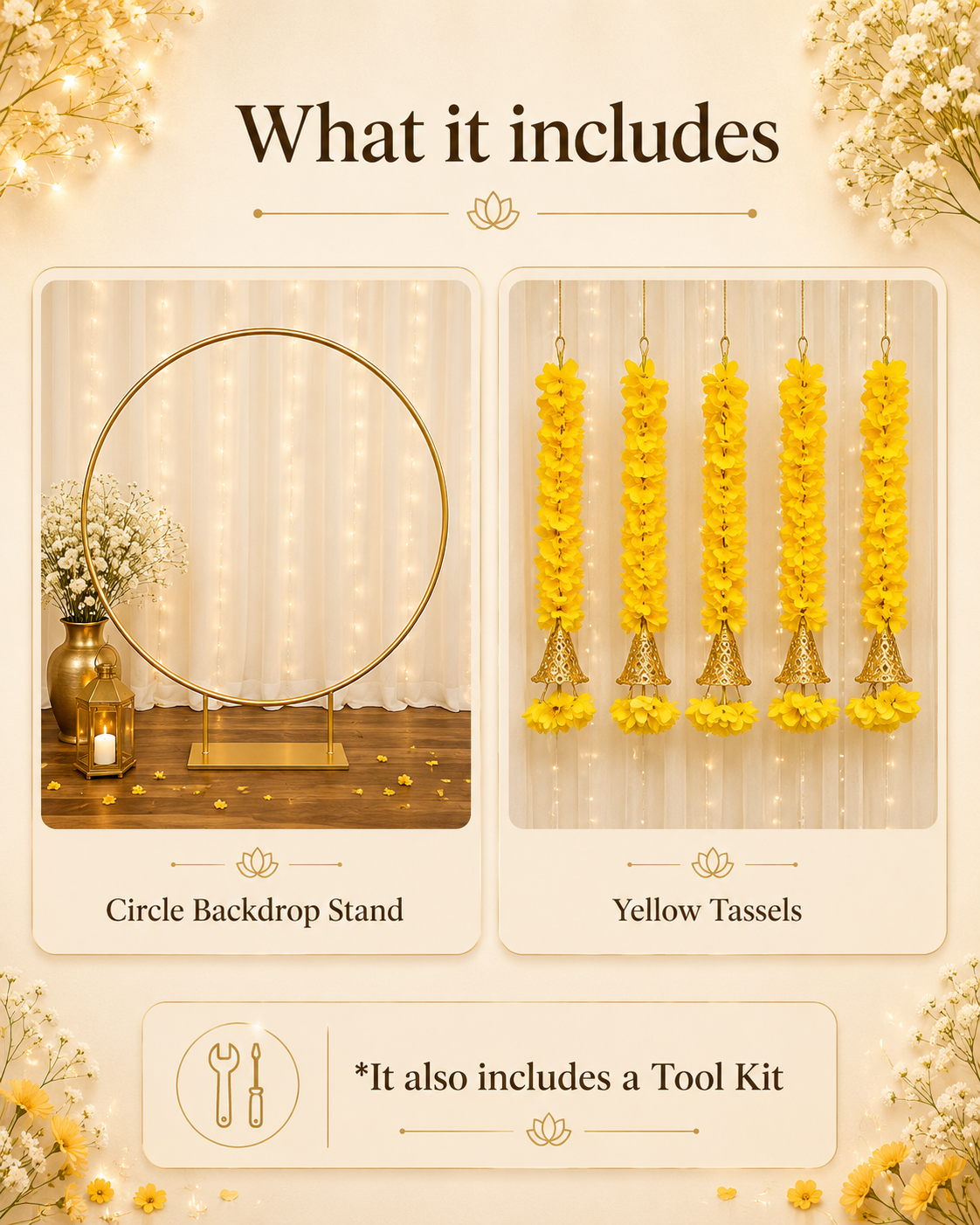 Yellow Tassels Circle Decor Set