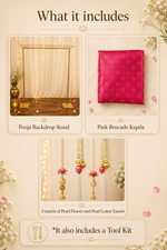 Pink Brocade Cloth With Pearl Tassels