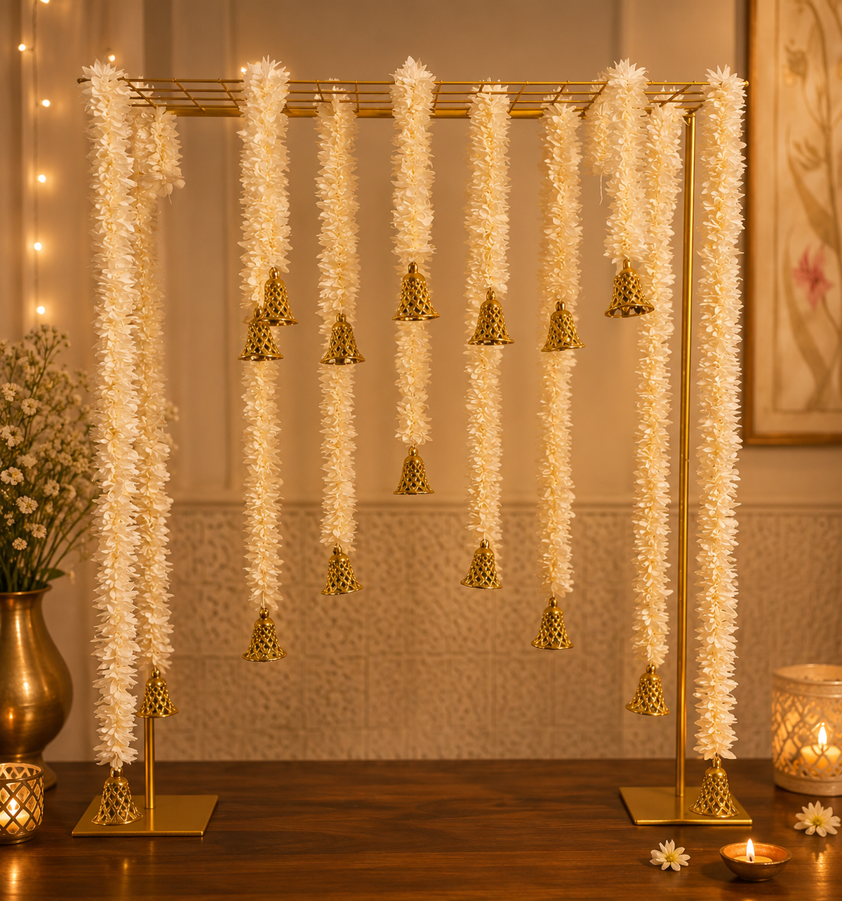 White Tassels Pooja Decor Set