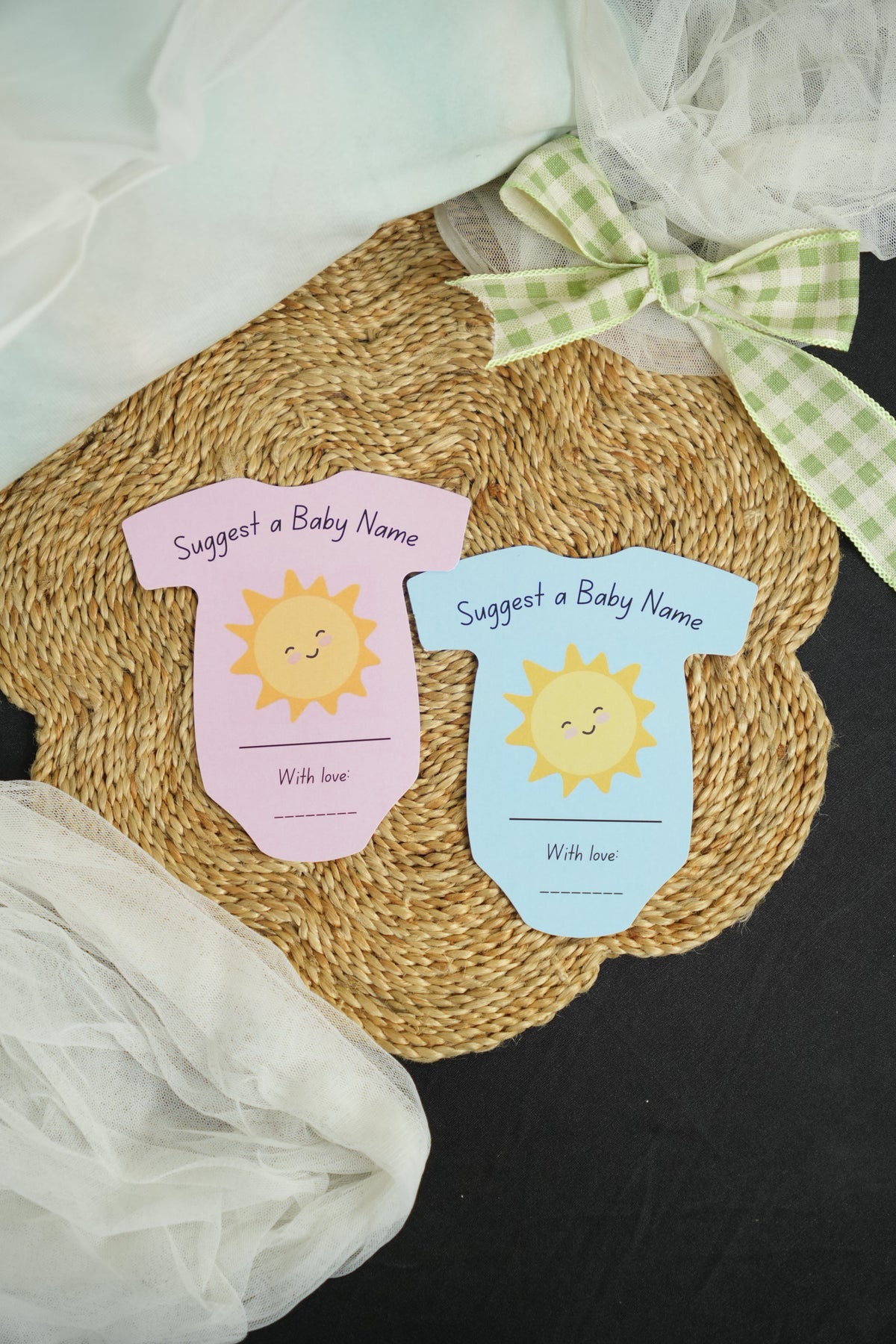 Name Suggestion Cards (Romper Shape, Blue and Pink)