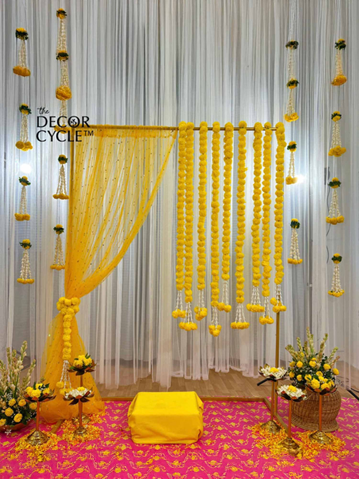 Yellow Marigold Garland Set - The Decor Cycle