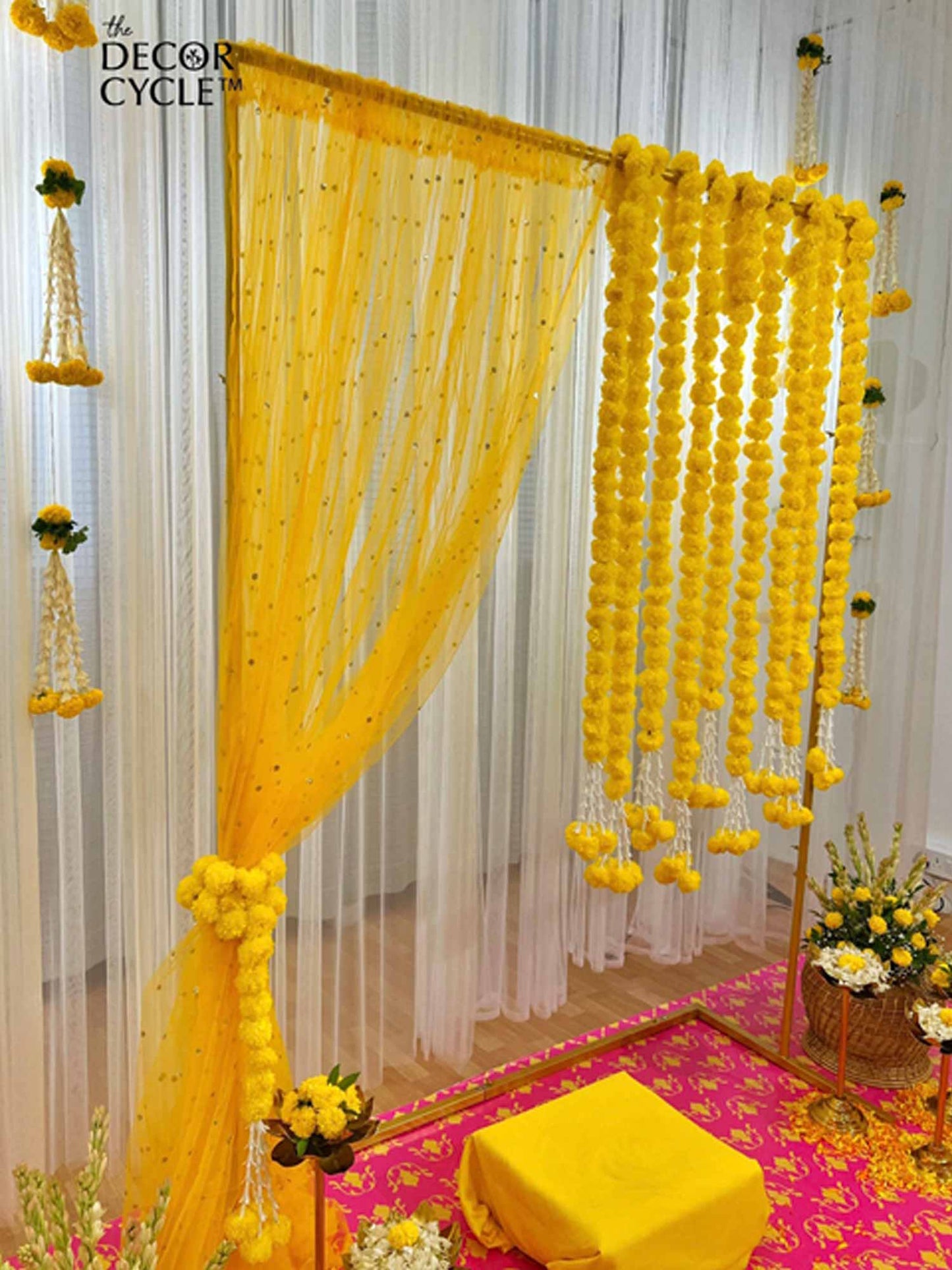 Yellow Marigold Garland Set - The Decor Cycle