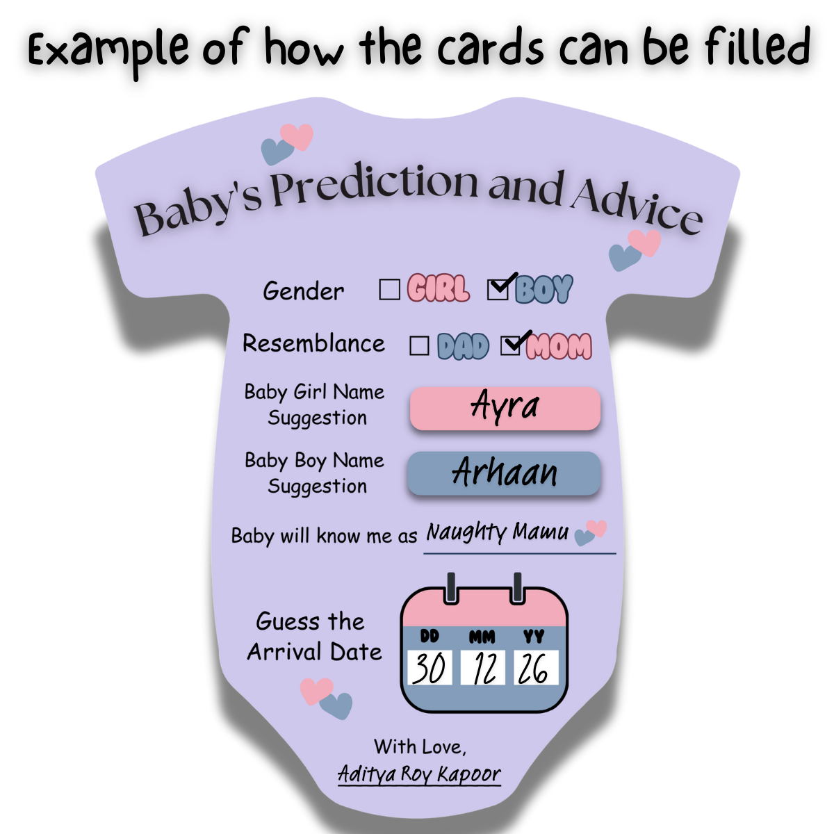 Baby Shower Cards (Romper Shape, Purple)