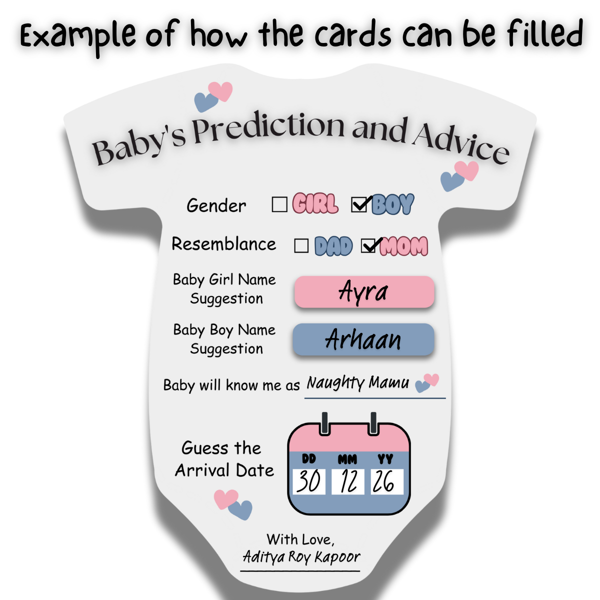 Baby Shower Cards (Romper Shape)