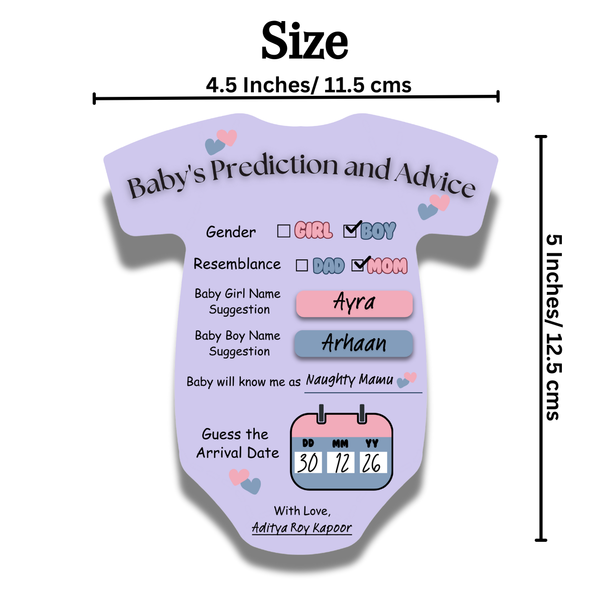 Baby Shower Cards (Romper Shape, Purple)