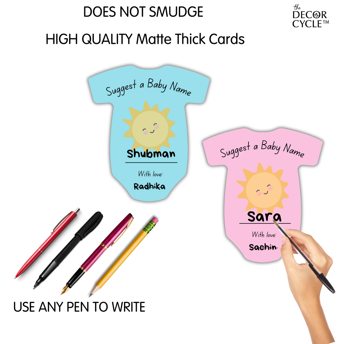Name Suggestion Cards (Romper Shape, Blue and Pink)
