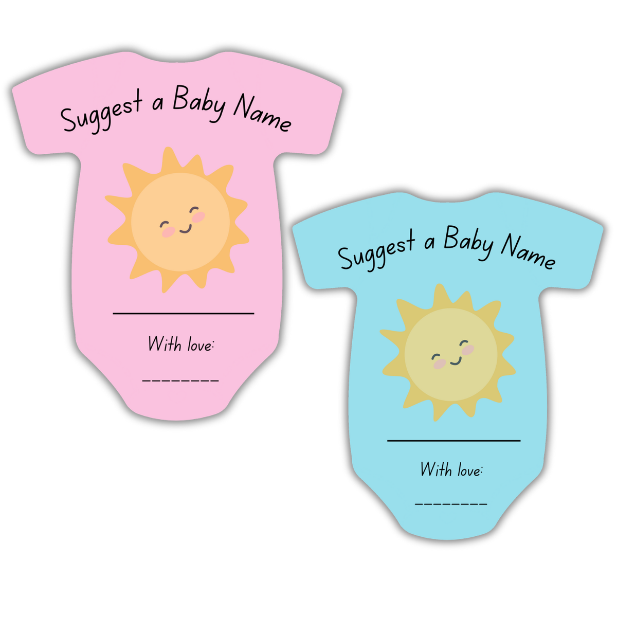 Name Suggestion Cards (Romper Shape, Blue and Pink)