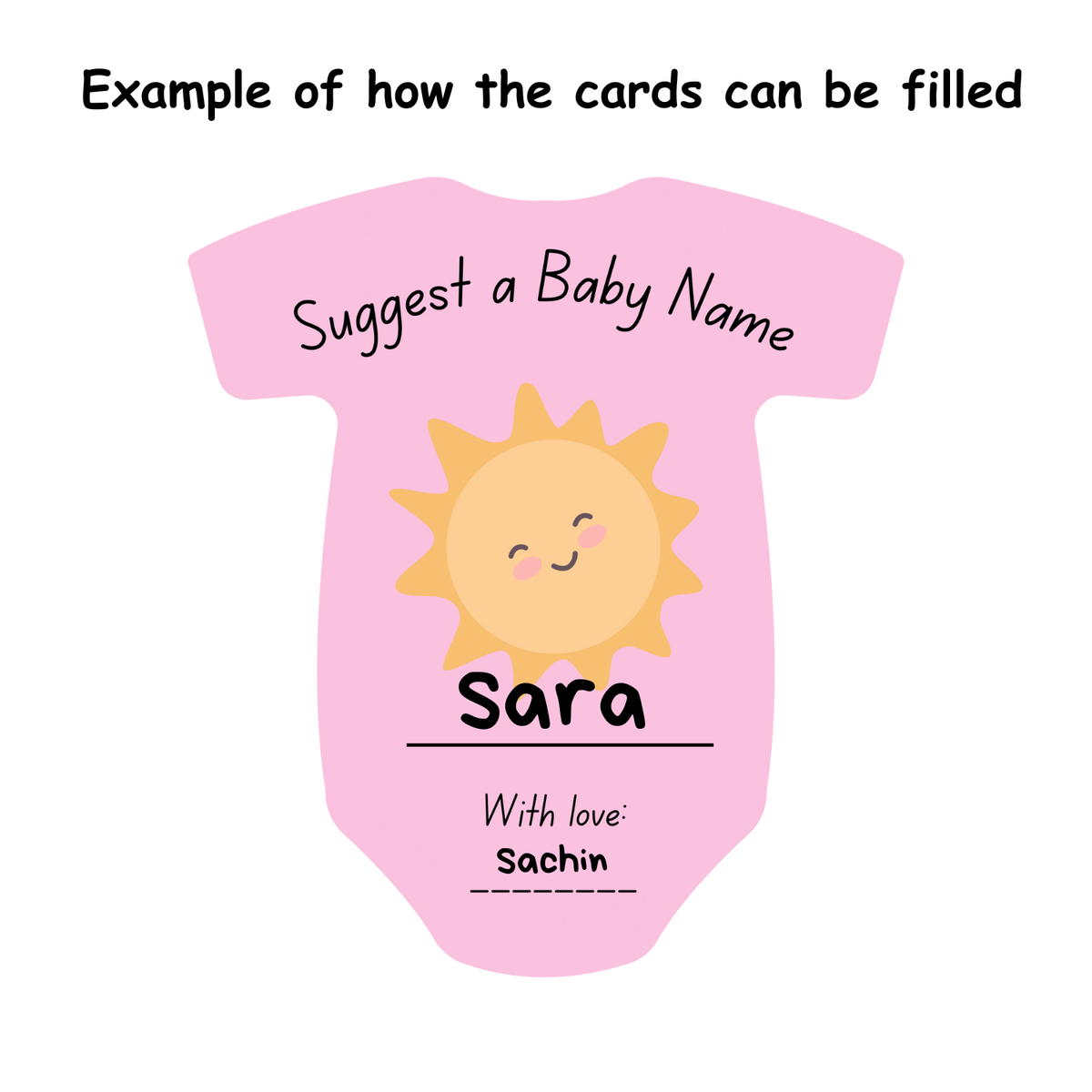 Name Suggestion Cards (Romper Shape, Blue and Pink)