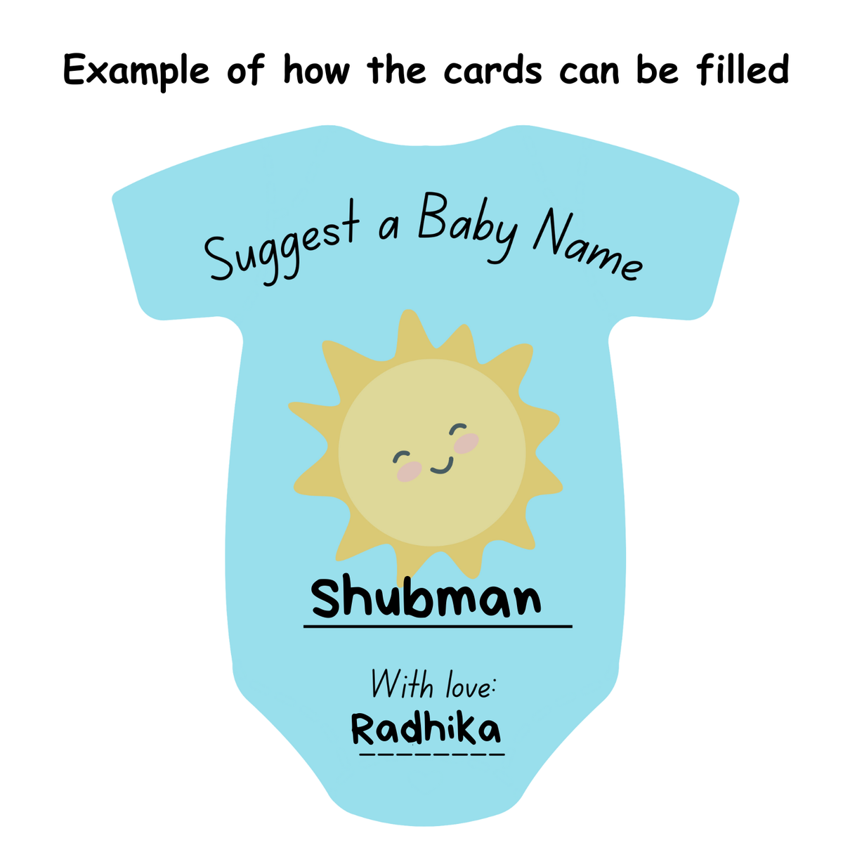 Name Suggestion Cards (Romper Shape, Blue and Pink)