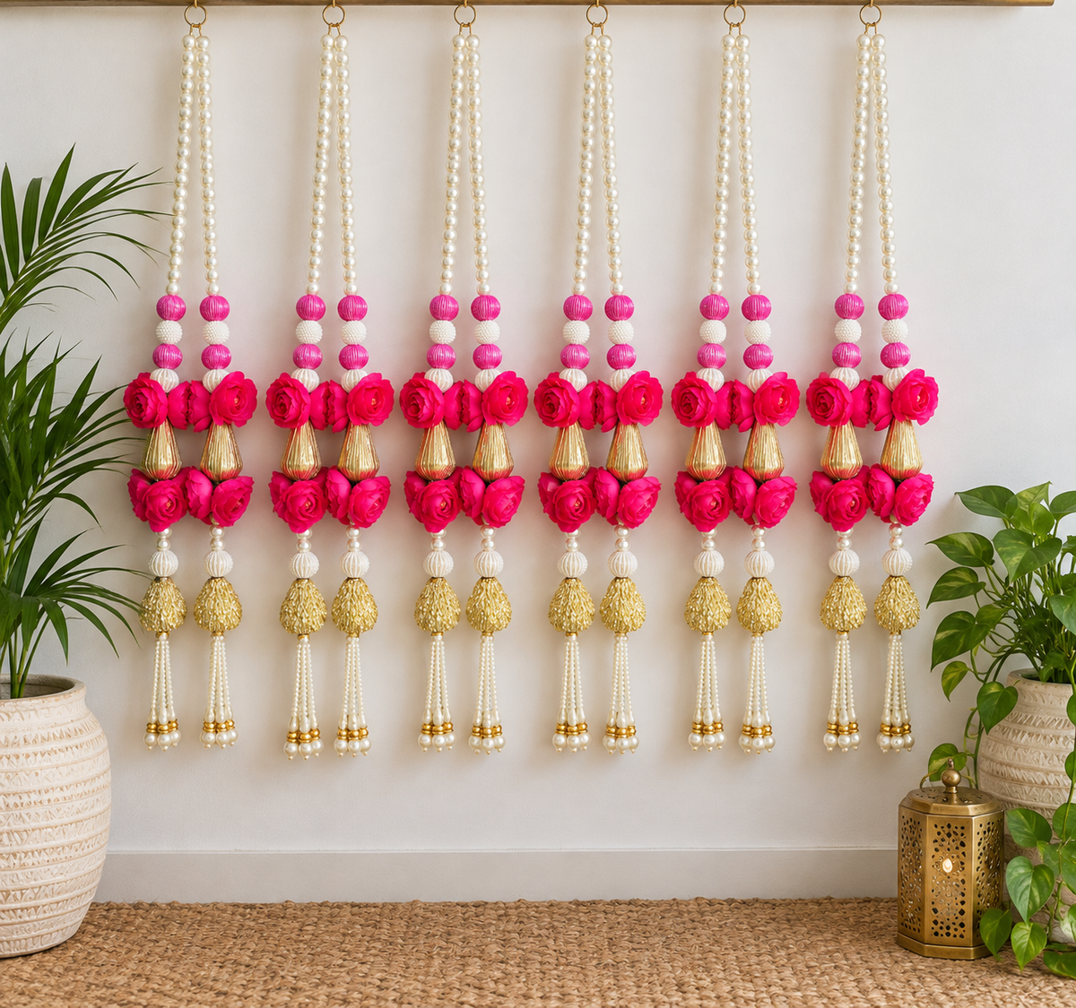 Pink Rose & Pearl Hanging