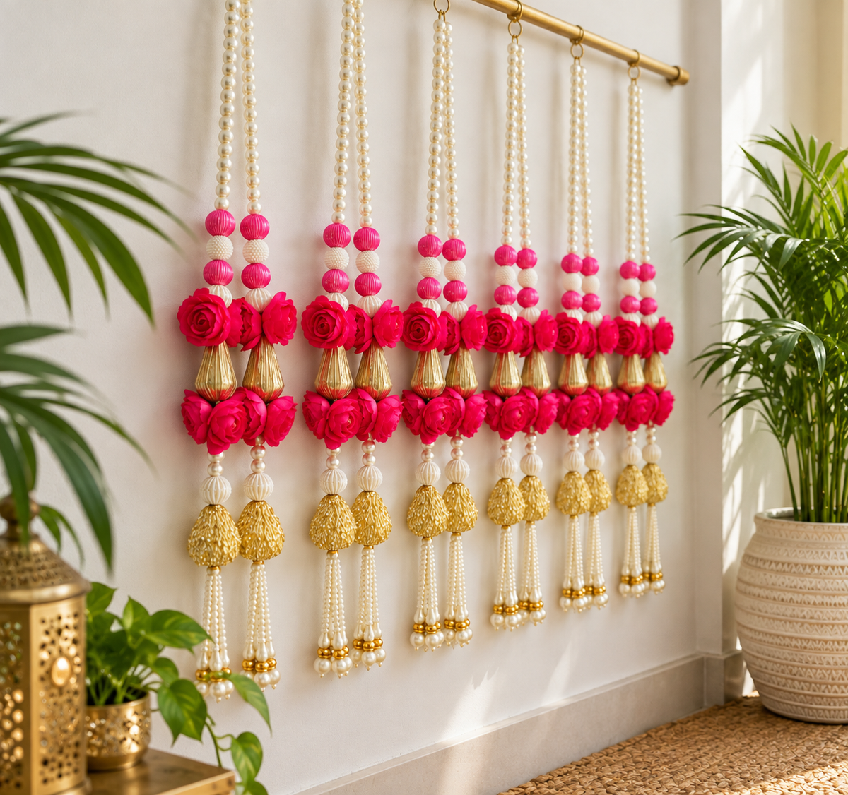 Pink Rose & Pearl Hanging
