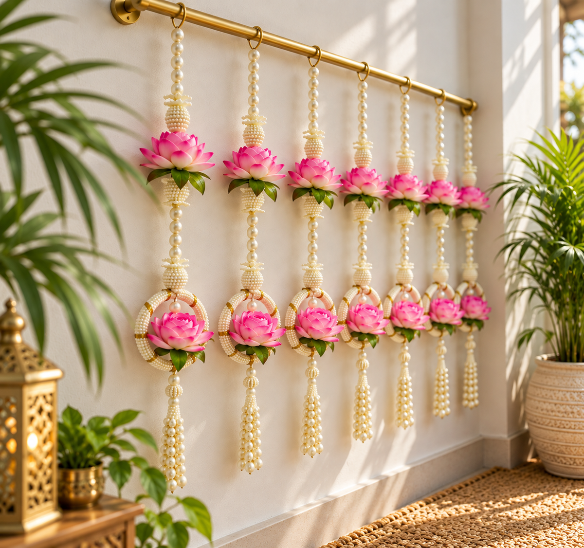 Pink Lotus & Pearl Hanging Garlands