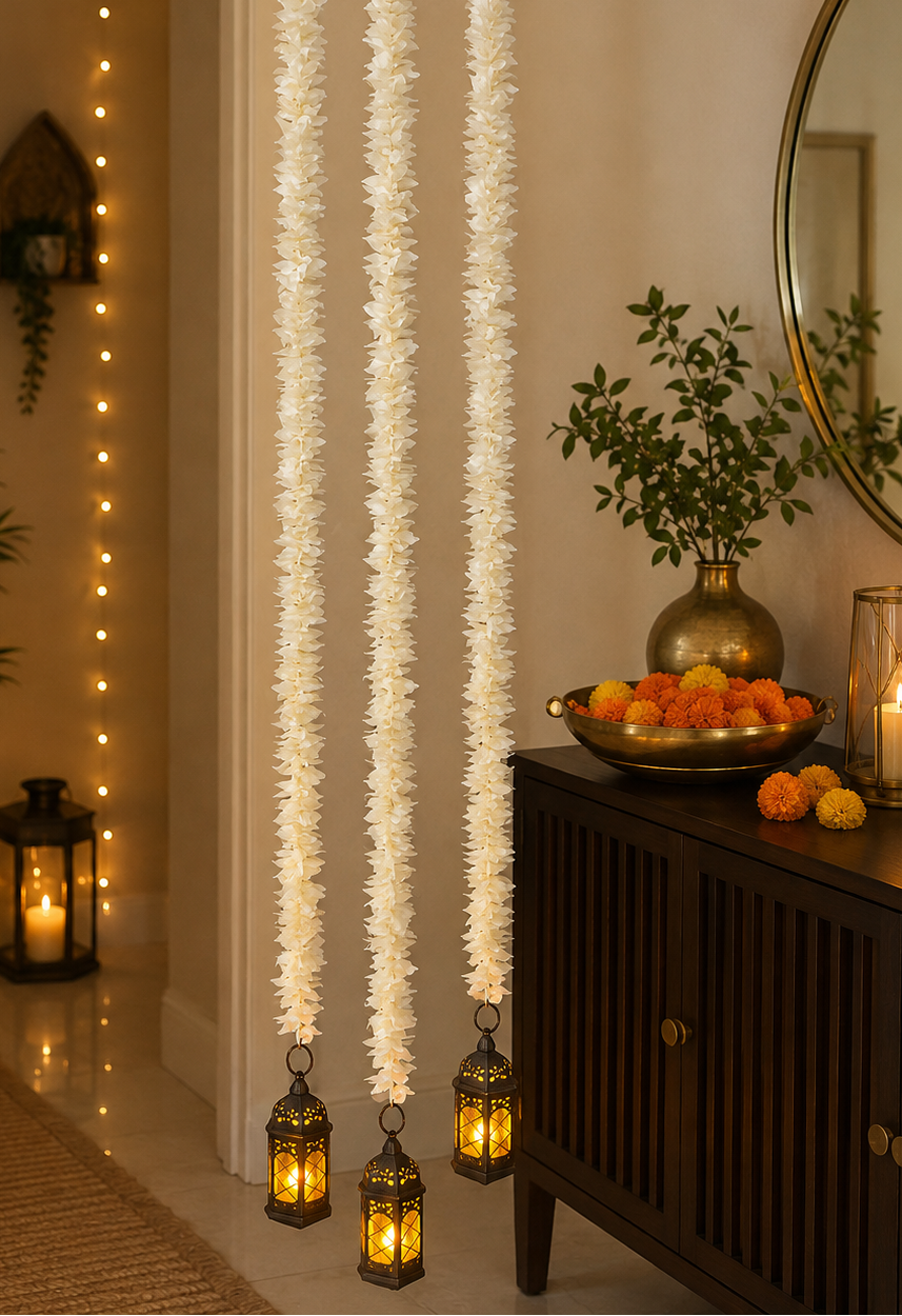 White Tassels with black lanterns