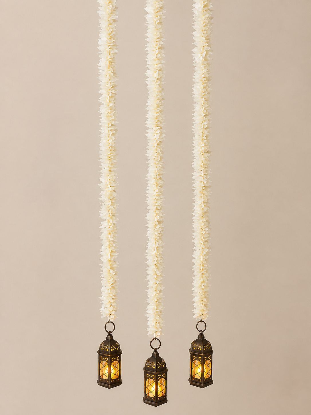 White Tassels with black lanterns
