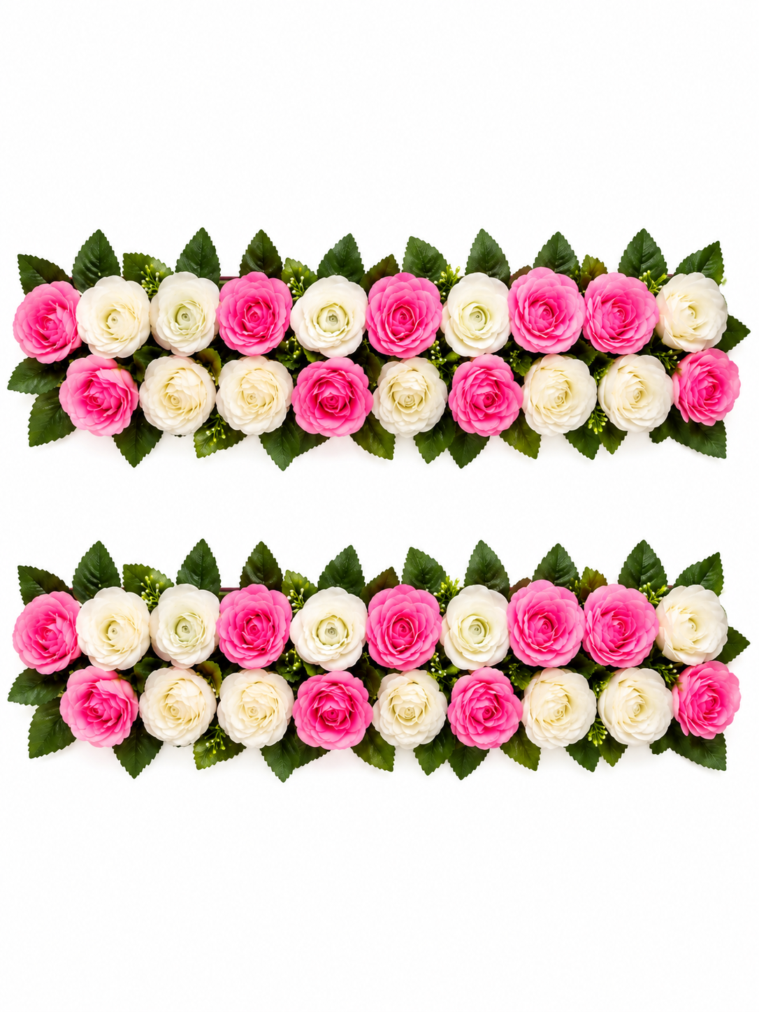 Pink and White Artificial Floral Band- Set of 2