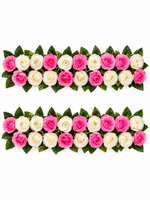 Pink and White Artificial Floral Band- Set of 2
