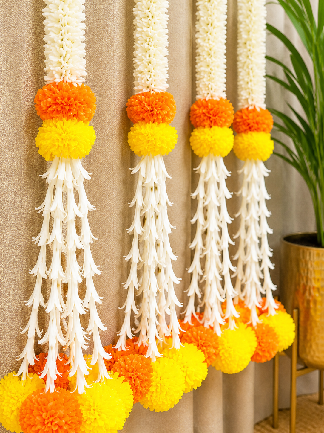 Jasmine and Marigold Garlands (yellow and orange)