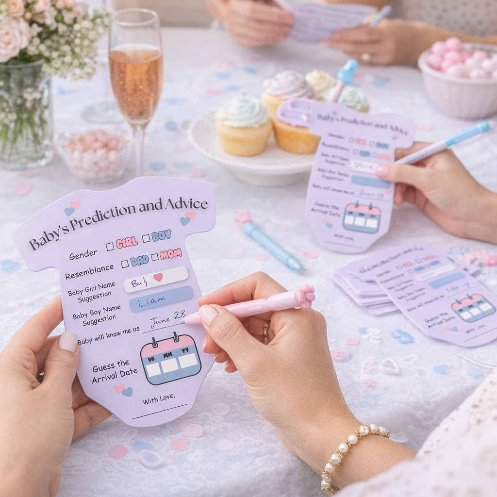 Baby Shower Cards (Romper Shape, Purple)